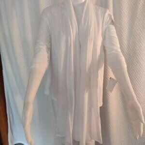 Aventura White Chiffon Women's Cardigan Open Front Flowy Balletcore NWT